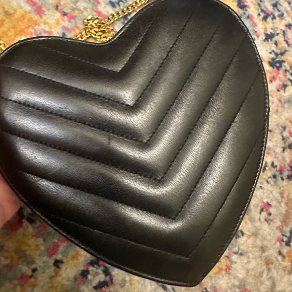 Saint Laurent YSL Heart Bag in Black with Gold Chain - Small Size - Picture 2 of 11